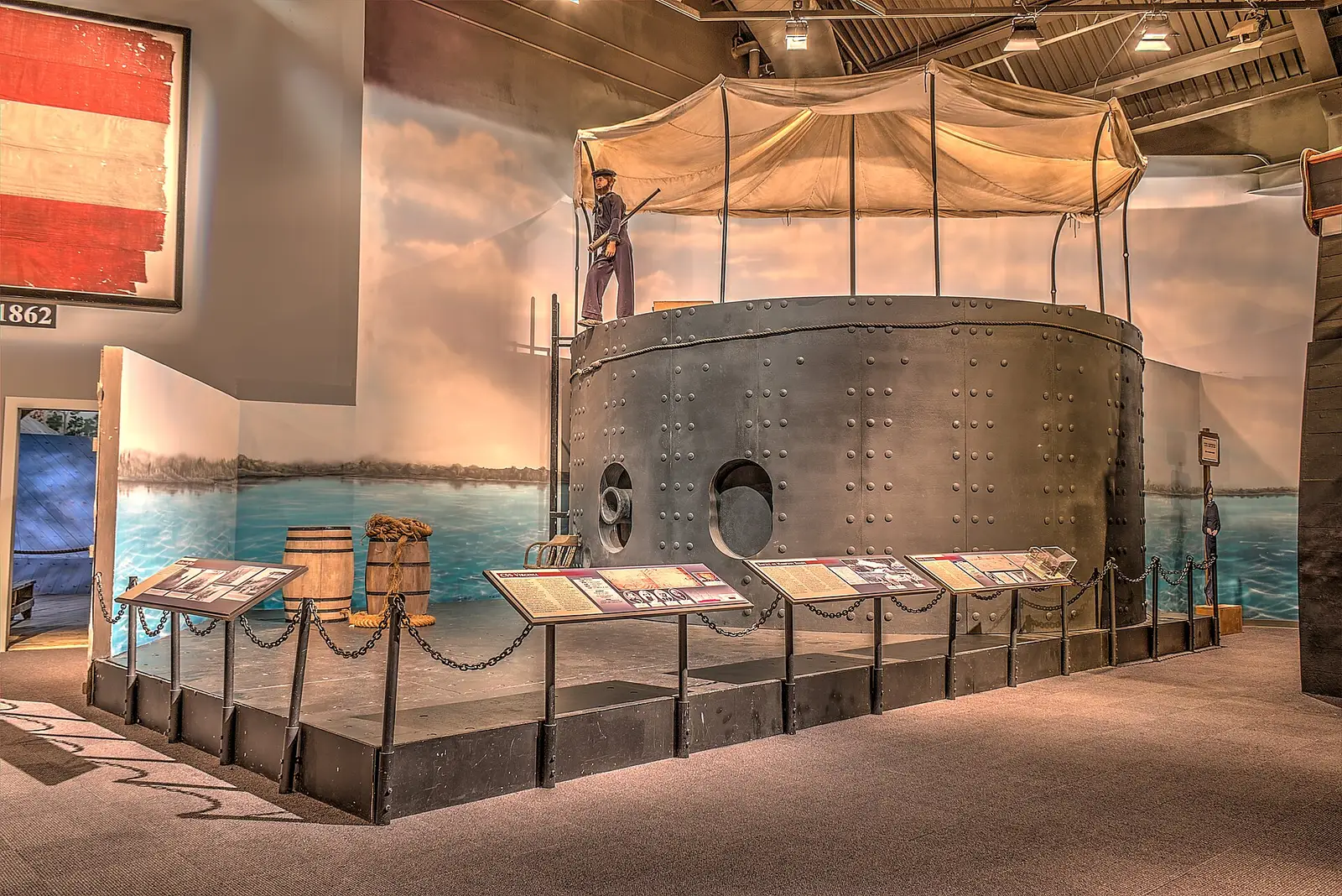 The USS Monitor turret exhibit at the National Civil War Naval Museum on Victory Drive in Columbus.