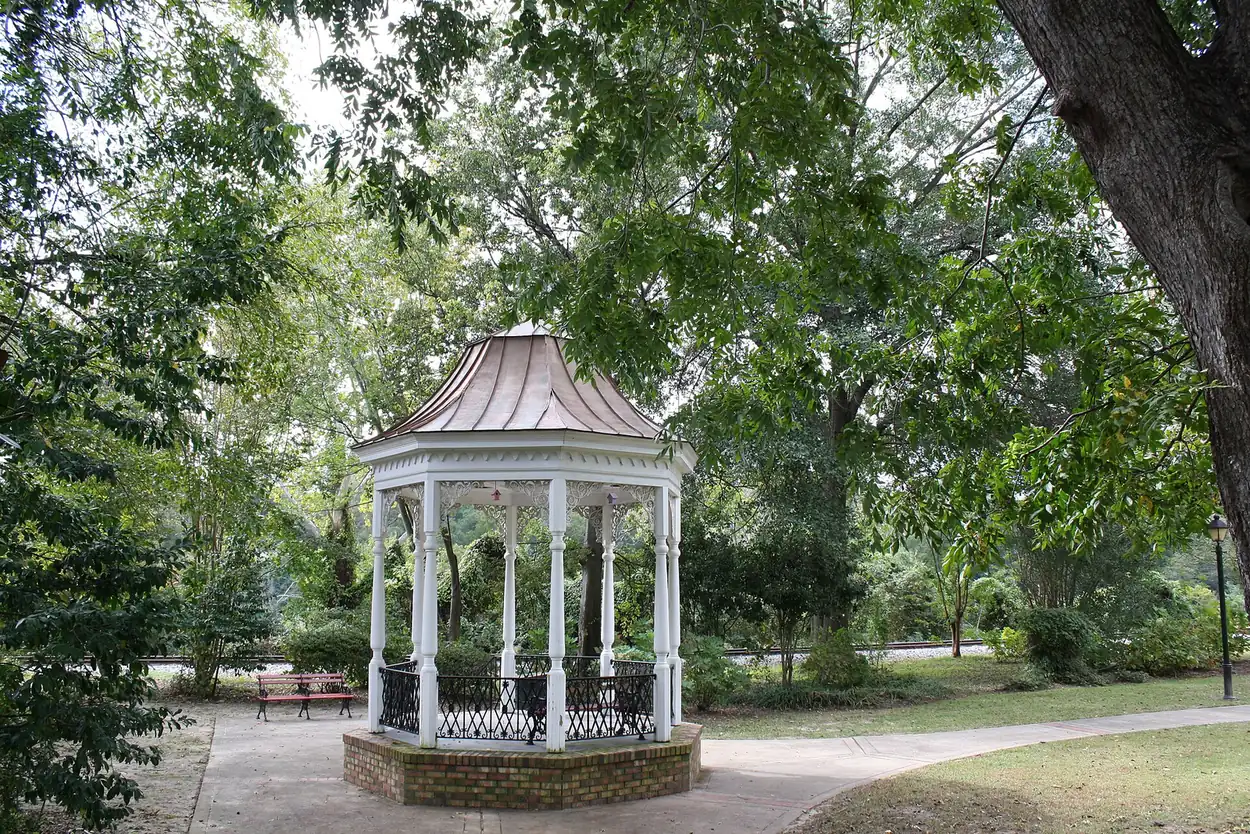 The bandstand in a memorial garden in Columbus