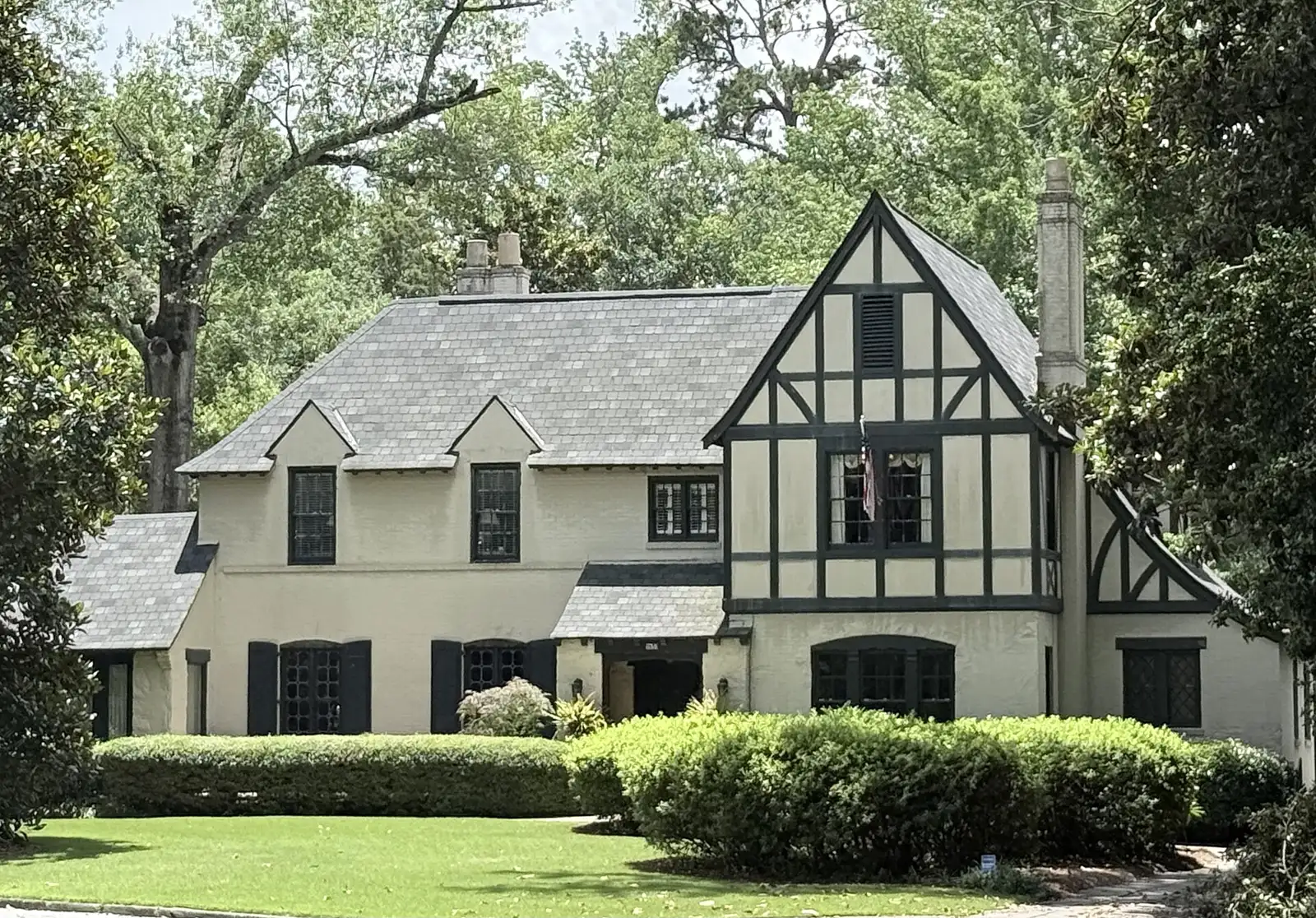A Tudor-style house in the Peacock Woods-Dimon Circle Historic District in Columbus.
