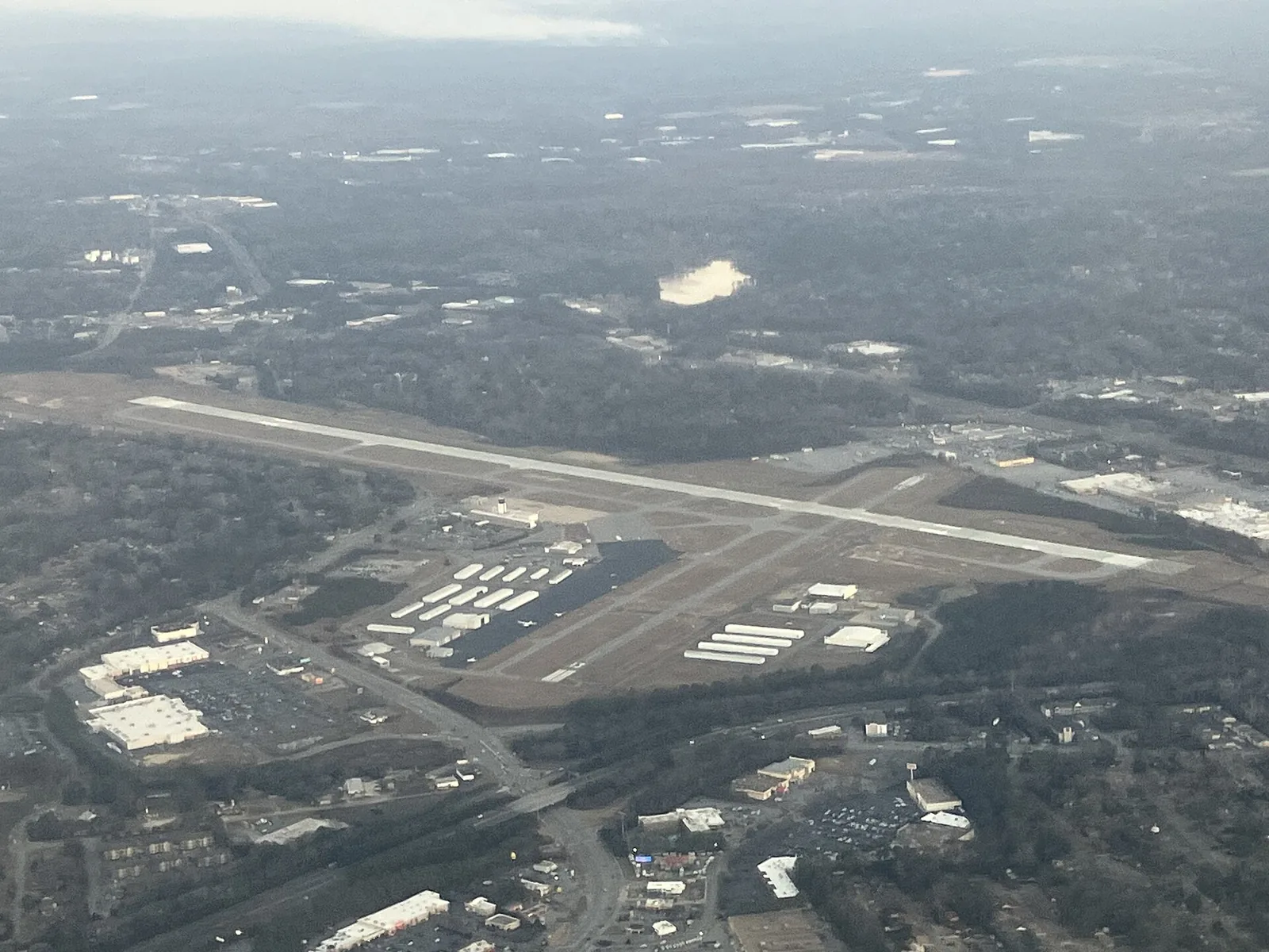 Columbus Airport and north Columbus seen from the air to the west.