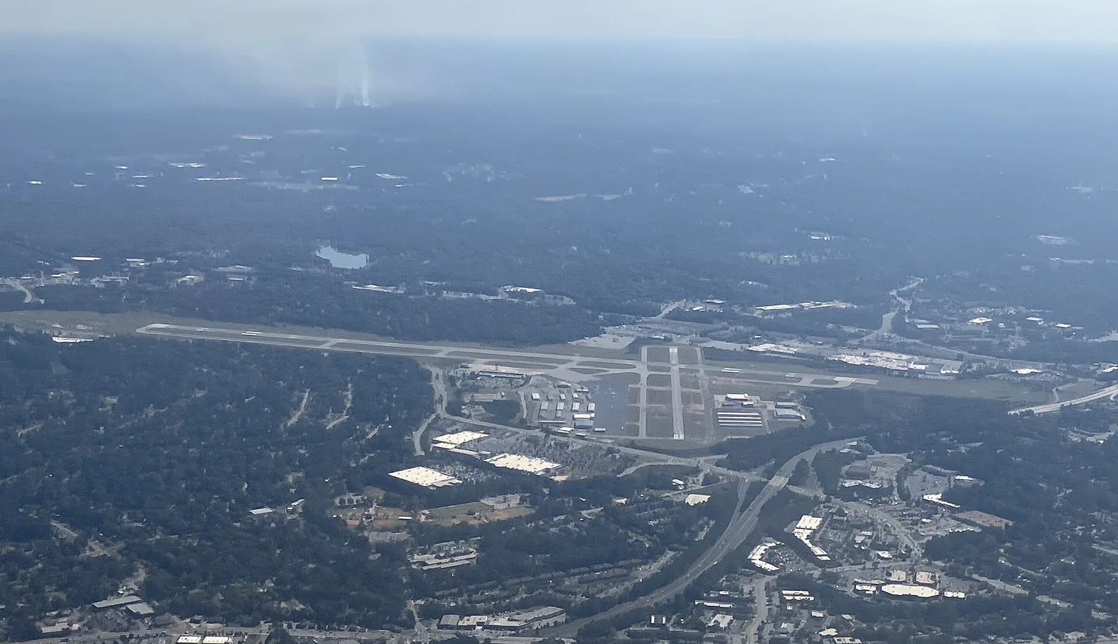 Columbus Airport and north Columbus seen from the air to the northwest.