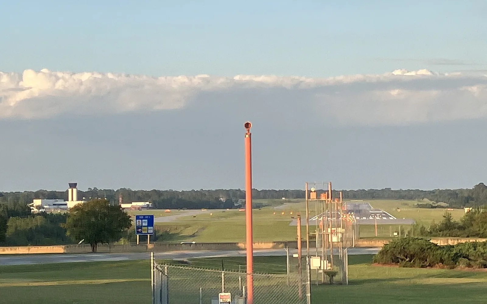 Columbus Airport seen from the approach lights at the end of Runway 6.